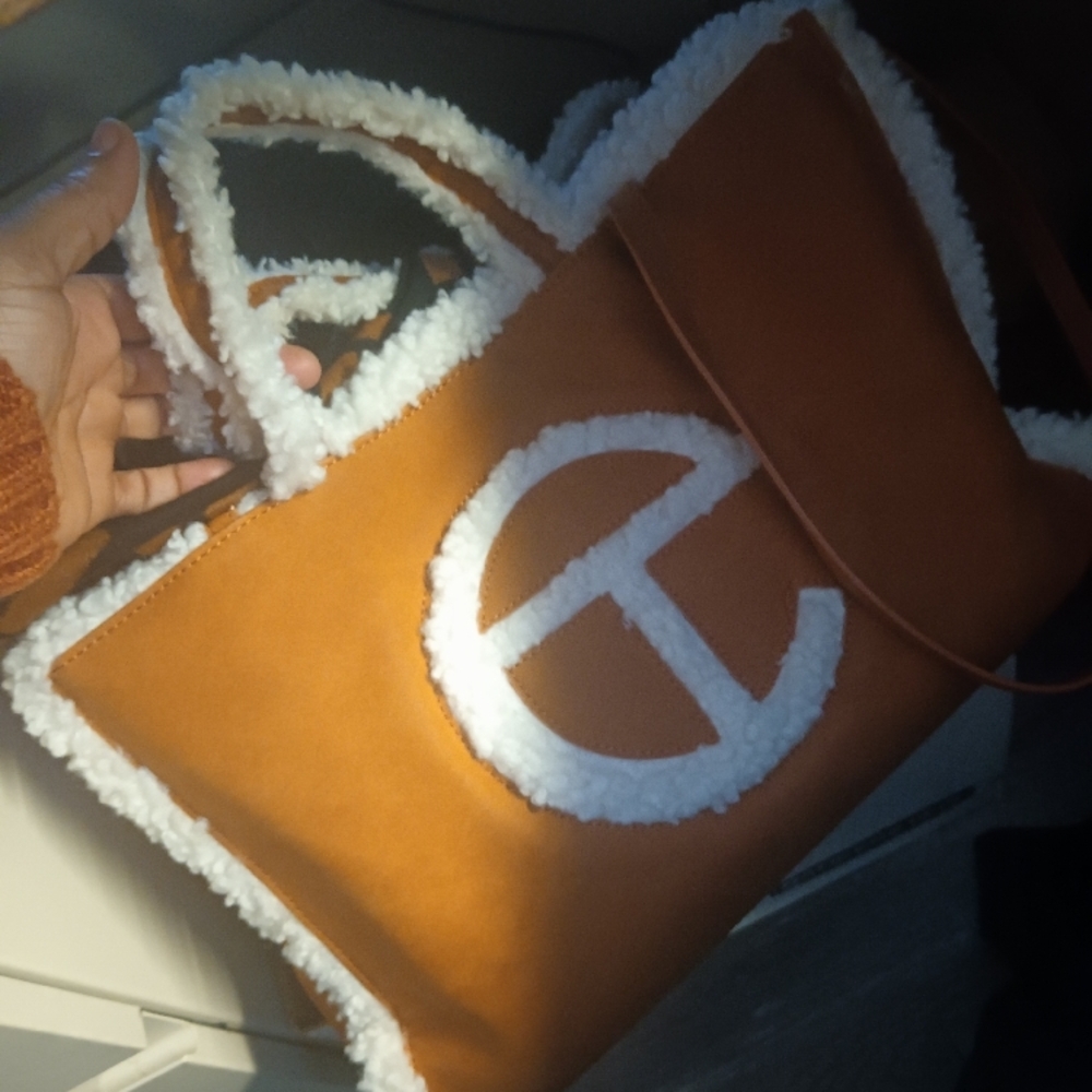 Telfar Brown Shearling Shopping Bag